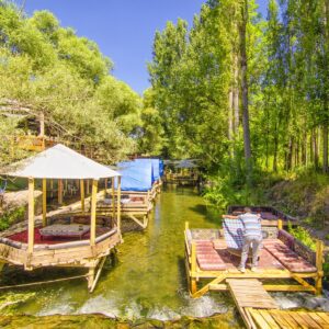 Peaceful riverside walking path in Ihlara Valley, Turkey