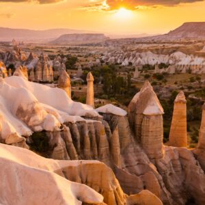 Cappadocia’s famous Fairy Chimneys, unique rock formations in Turkey