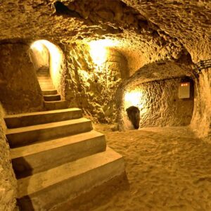 Hidden underground city of Derinkuyu, carved from volcanic rock