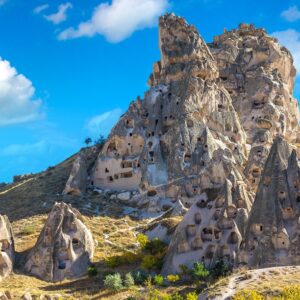 Rock-cut dwellings and monastery chambers at Goreme Open-Air Museum