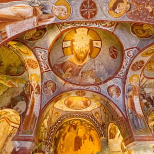 Historic Christian fresco paintings inside Goreme Open-Air Museum