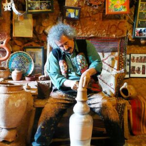 Traditional pottery-making in Avanos using a spinning wheel
