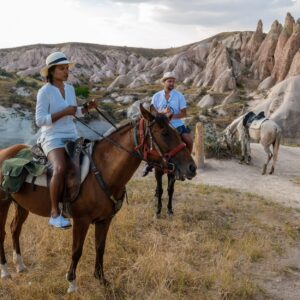 Peaceful horse riding experience in the vast valleys of Cappadocia, Turkey