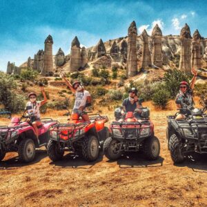 Thrilling ATV ride in Cappadocia as the sun sets behind fairy chimneys