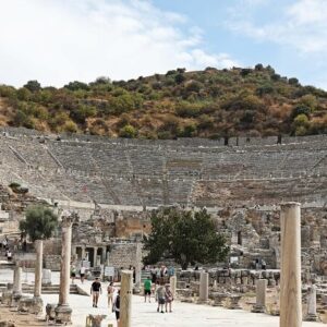 Marvel at the Great Theatre of Ephesus, an ancient amphitheater
