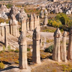 A dreamy view of Cappadocia’s unique rock formations