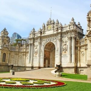 The grandeur of Dolmabahçe Palace reflected on the Bosphorus waters
